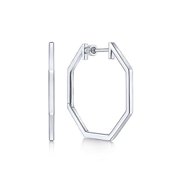 14K White Gold 30mm Geometric Hoop Earrings Carroll / Ochs Jewelers Monroe, MI