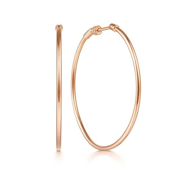 14K Rose Gold 40mm Round Classic Hoop Earrings Carroll / Ochs Jewelers Monroe, MI