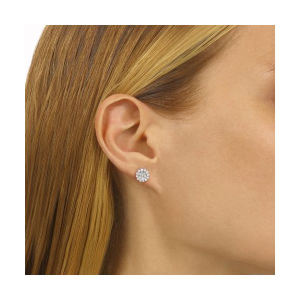 CZ Cluster Stud Earrings in Sterling Silver Image 2 Carroll / Ochs Jewelers Monroe, MI