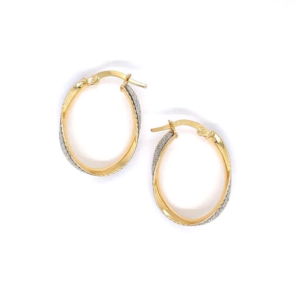 17 x 4 mm Oval Twist Glitter Hoop Earrings in 14 Karat Carroll / Ochs Jewelers Monroe, MI
