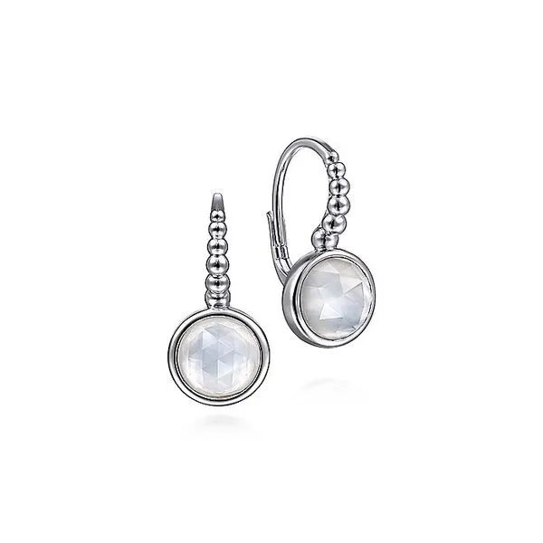 925 Sterling Silver Rock Crystal and White MOP Hoop Leverback Earrings Carroll / Ochs Jewelers Monroe, MI