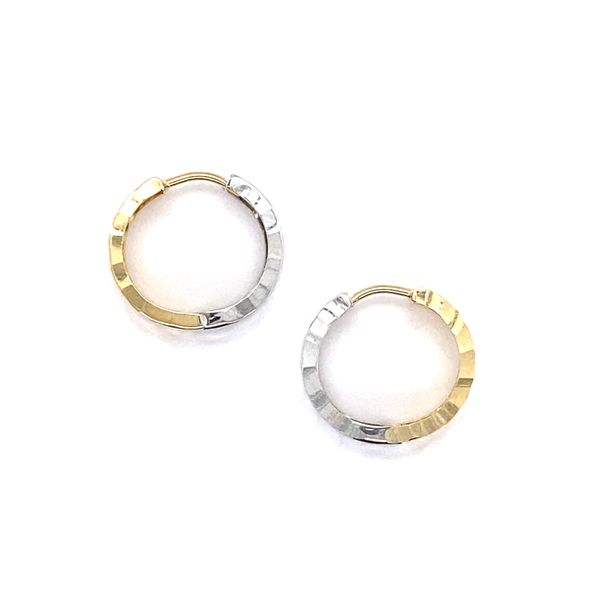 15x3.5 mm Reversible Diamond Cut Hoop Earrings in 14 Karat Carroll / Ochs Jewelers Monroe, MI