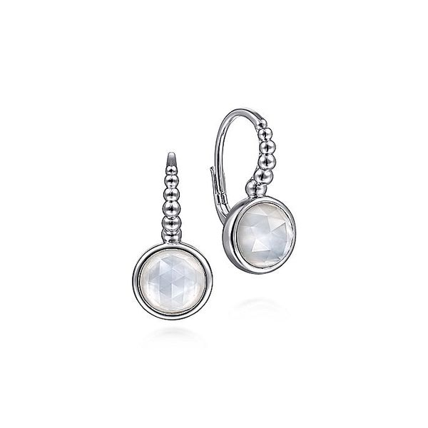 925 Sterling Silver Rock Crystal and White MOP Hoop Leverback Earrings Carroll / Ochs Jewelers Monroe, MI