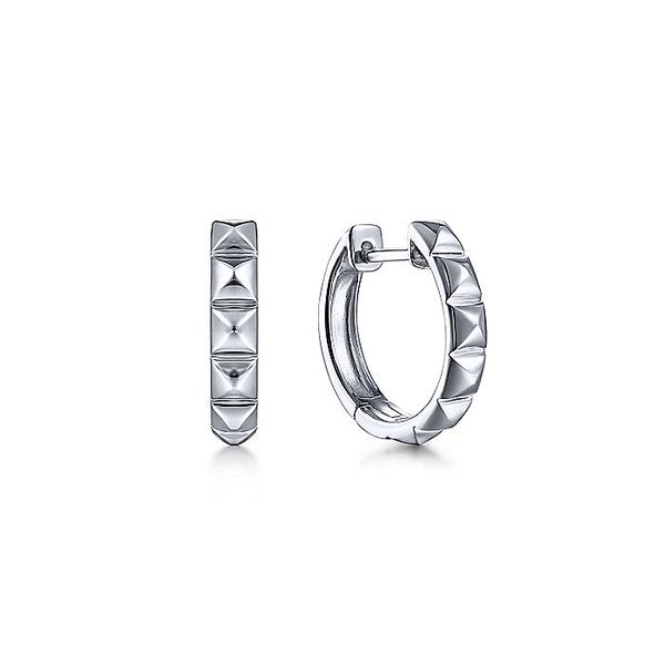 925 Sterling Silver 15mm Grommet Pattern Huggie Earrings Carroll / Ochs Jewelers Monroe, MI