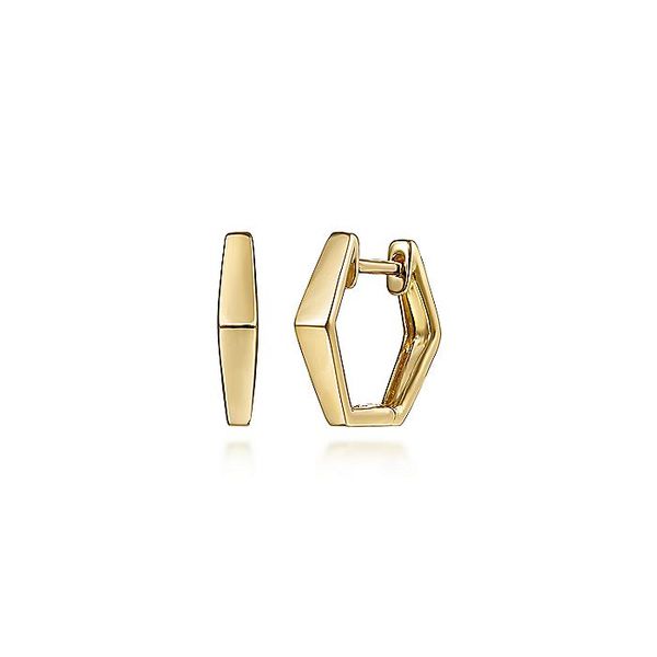14K Yellow Gold Geometric Huggies Carroll / Ochs Jewelers Monroe, MI