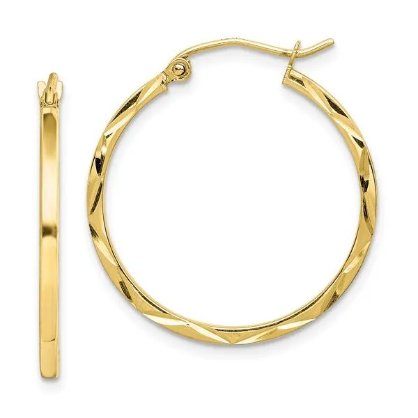 25 x 1.5 mm Diamond Cut Hoop Earrings in 10 Karat Carroll / Ochs Jewelers Monroe, MI