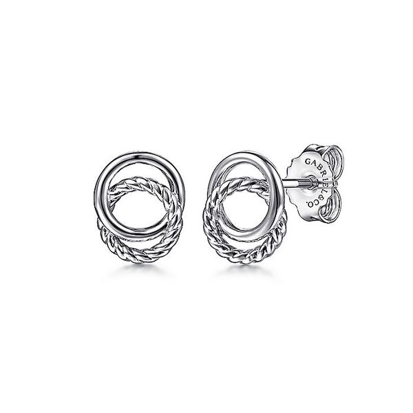 925 Sterling Silver Twisted Rope Double Circle Stud Earrings Carroll / Ochs Jewelers Monroe, MI