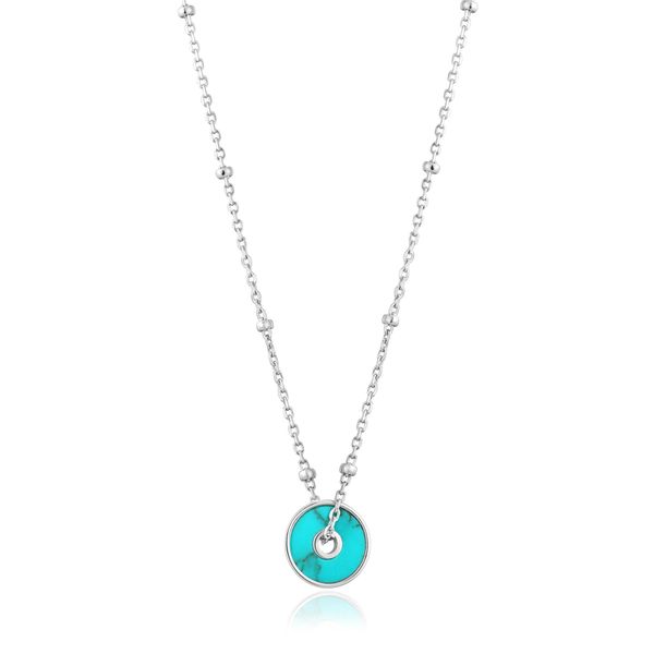 Silver Turquoise Disc Necklace Carroll / Ochs Jewelers Monroe, MI