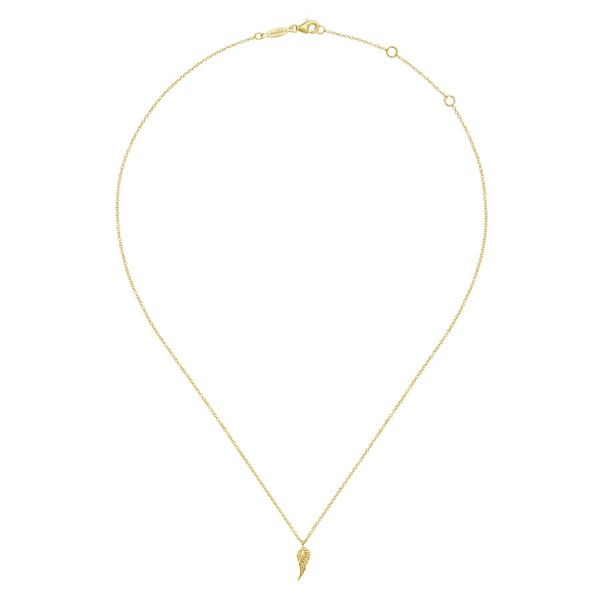 14K Yellow Gold Wing Pendant Necklace Image 2 Carroll / Ochs Jewelers Monroe, MI