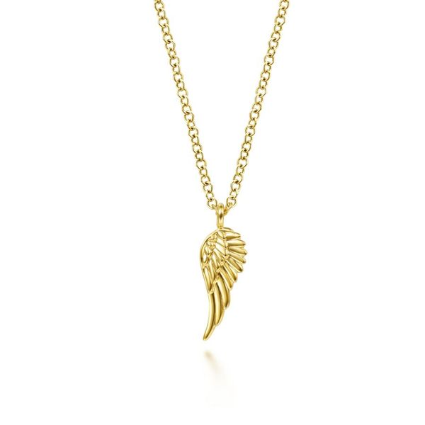 14K Yellow Gold Wing Pendant Necklace Carroll / Ochs Jewelers Monroe, MI
