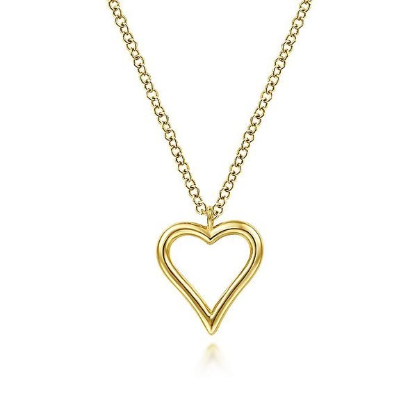 14K Yellow Gold Open Heart Pendant Necklace Carroll / Ochs Jewelers Monroe, MI