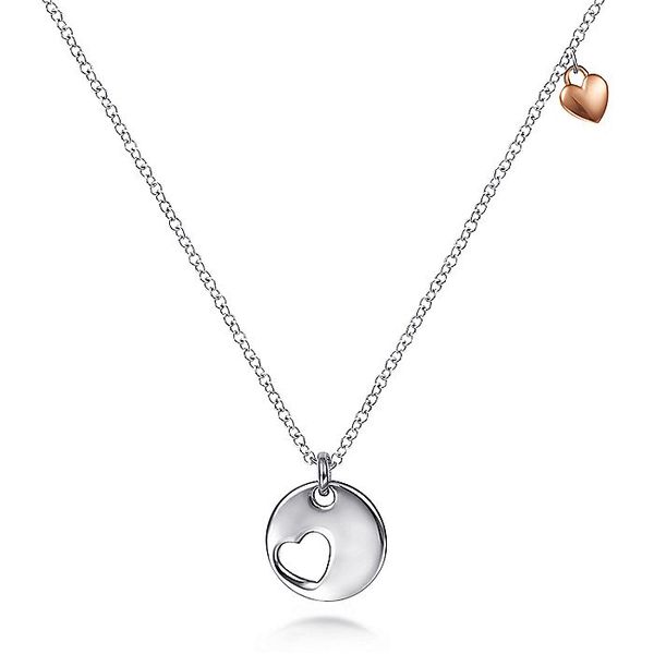 925 Silver Rose Silver Plated Heart Pendant Necklace Carroll / Ochs Jewelers Monroe, MI