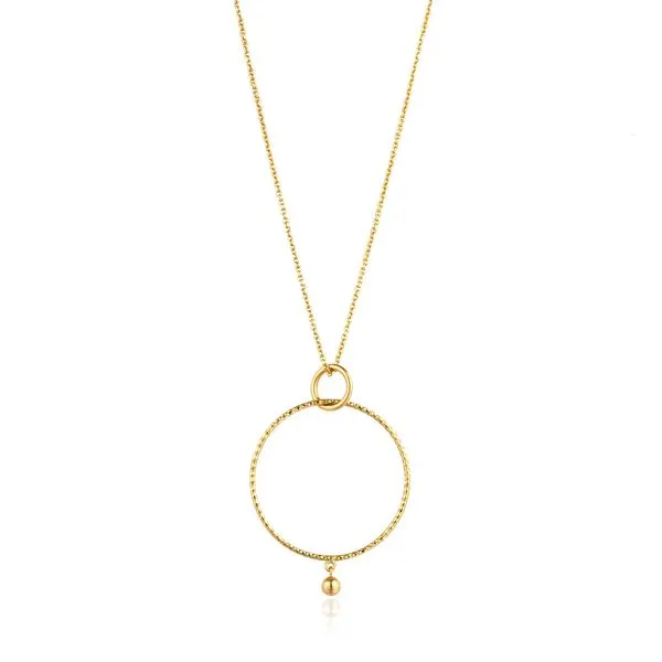 Gold Texture Double Circle Pendant Necklace Carroll / Ochs Jewelers Monroe, MI