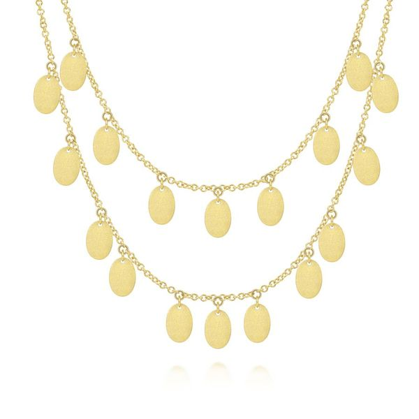14K Yellow Gold Two Strand Necklace with Oval Shape Drops Carroll / Ochs Jewelers Monroe, MI