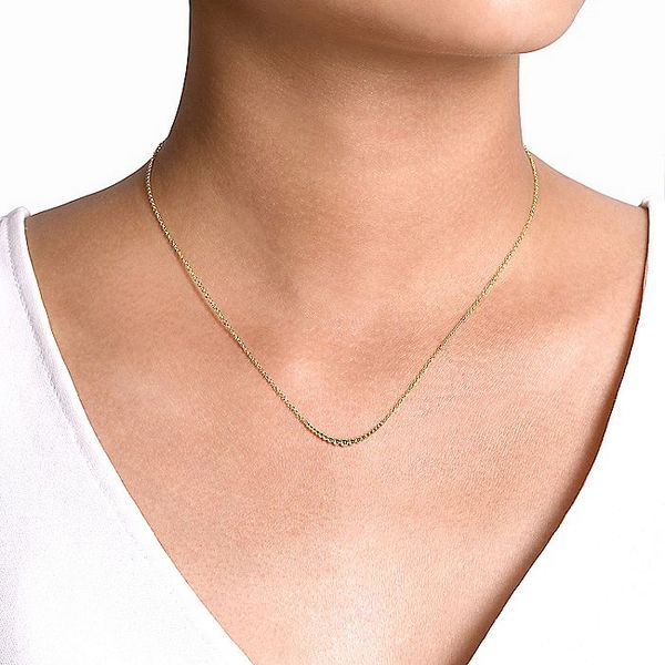 14K Yellow Gold Graduating Bujukan Bead Curved Bar Necklace Image 2 Carroll / Ochs Jewelers Monroe, MI