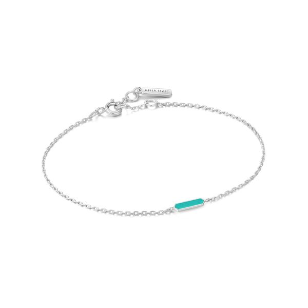 Teal Enamel Bar Silver Bracelet Carroll / Ochs Jewelers Monroe, MI