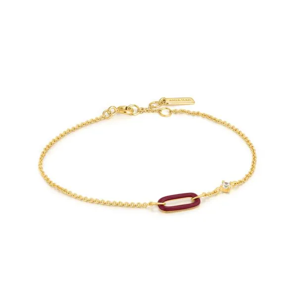 Claret Red Enamel Gold Link Bracelet Carroll / Ochs Jewelers Monroe, MI