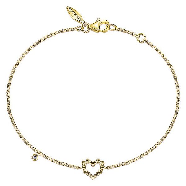 14K Yellow Gold Heart Bracelet with Diamond Bezel Charm Carroll / Ochs Jewelers Monroe, MI