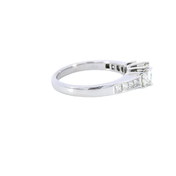 14K White Gold East-West Three Stone Diamond Engagement Ring Image 4 Carroll's Jewelers Fort Lauderdale, FL