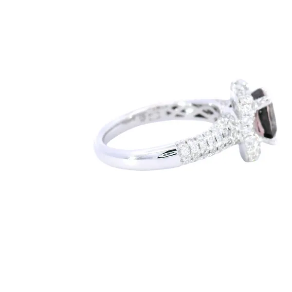 14K Gold Color-Change Sapphire & Diamond Halo Engagement Ring Image 4 Carroll's Jewelers Fort Lauderdale, FL