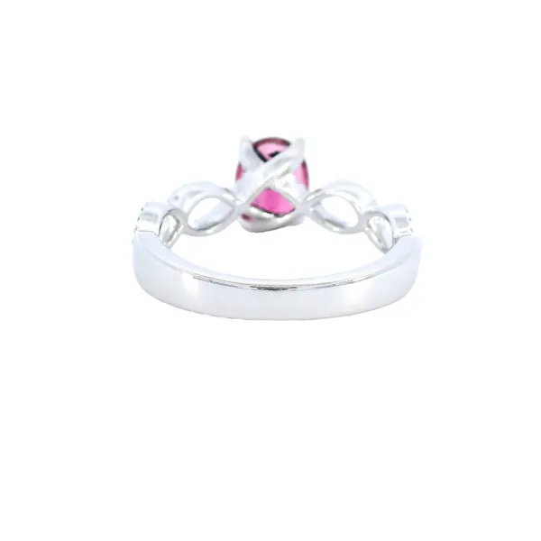 14K White Gold Accented Diamond & Pink Tourmaline Engagement Ring Image 3 Carroll's Jewelers Fort Lauderdale, FL