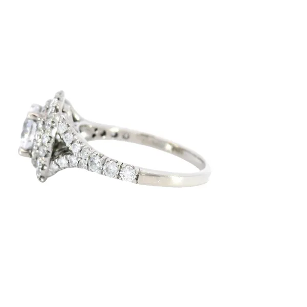 14K White Gold Halo Diamond & Tourmaline Engagement Ring Image 2 Carroll's Jewelers Fort Lauderdale, FL