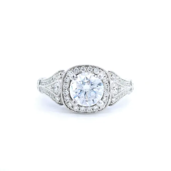 14K White Gold Vintage Diamond Engagement Ring Setting Carroll's Jewelers Fort Lauderdale, FL