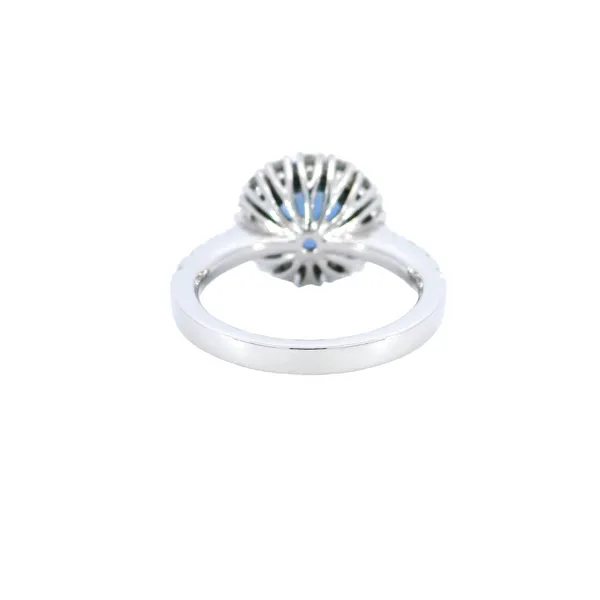 14K White Gold Diamond Halo & Sapphire Ring Image 3 Carroll's Jewelers Fort Lauderdale, FL