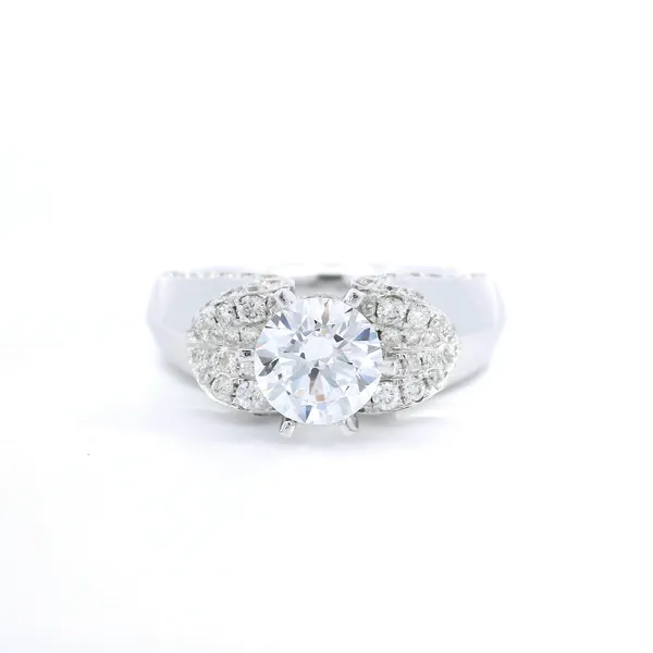 14K White Gold Unique Diamond Engagement Ring Setting Carroll's Jewelers Fort Lauderdale, FL