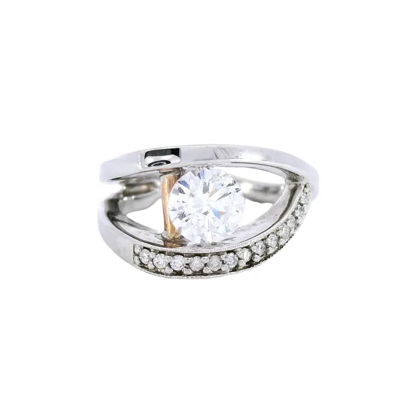 14K White Gold Contemporary Diamond Engagement Ring Setting Carroll's Jewelers Fort Lauderdale, FL