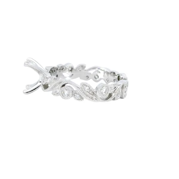 14K White Gold Fancy Scroll Diamond Engagement Ring Setting Image 2 Carroll's Jewelers Fort Lauderdale, FL
