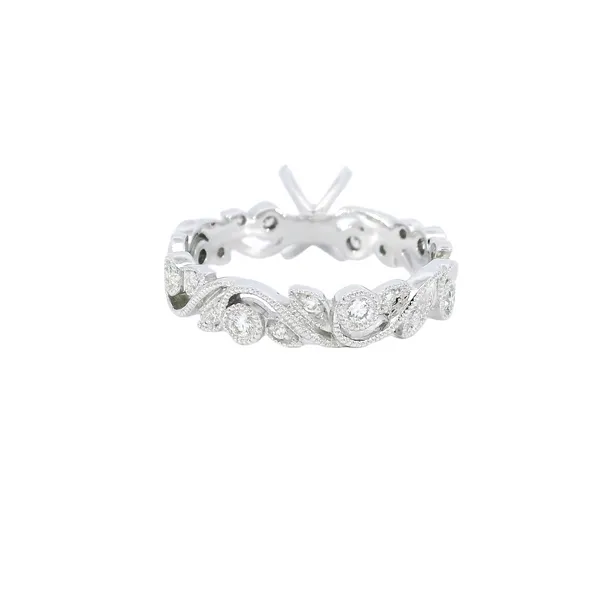 14K White Gold Fancy Scroll Diamond Engagement Ring Setting Image 3 Carroll's Jewelers Fort Lauderdale, FL