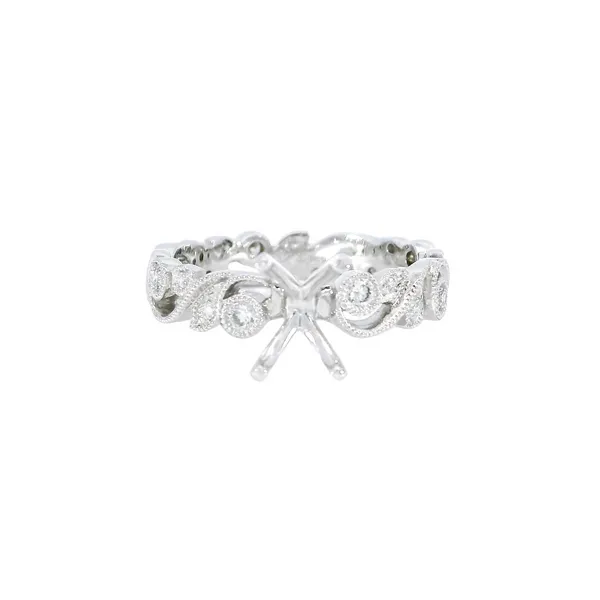 14K White Gold Fancy Scroll Diamond Engagement Ring Setting Carroll's Jewelers Fort Lauderdale, FL