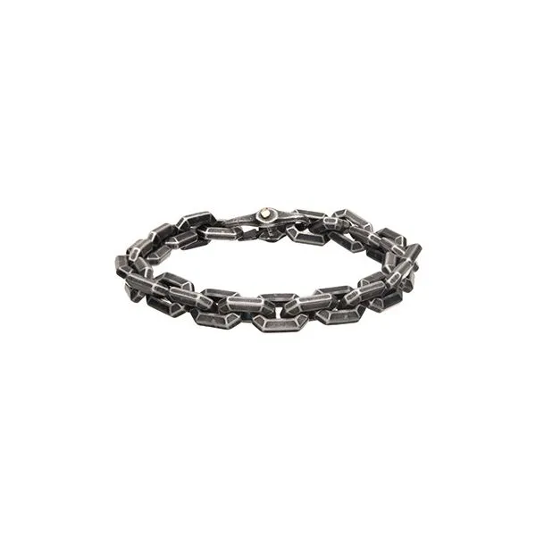 Antiqued Gun Metal Steel Squared Chain Link Bracelet Carroll's Jewelers Fort Lauderdale, FL