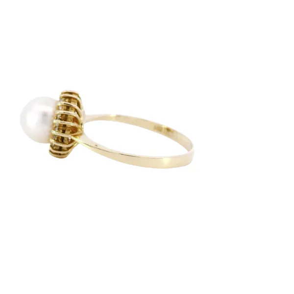 Estate Pearl with Diamond Halo Ring Image 2 Carroll's Jewelers Fort Lauderdale, FL