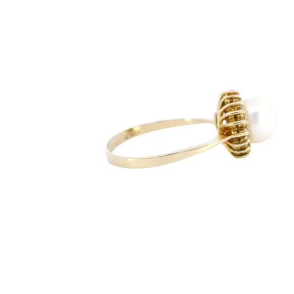 Estate Pearl with Diamond Halo Ring Image 4 Carroll's Jewelers Fort Lauderdale, FL