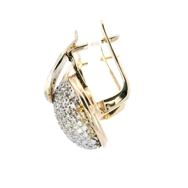 14K Two-Tone Diamond Lever-Back Earrings Image 2 Carroll's Jewelers Fort Lauderdale, FL