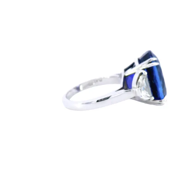 Large Tanzanite Platinum Ring with half moon diamonds Image 4 Carroll's Jewelers Fort Lauderdale, FL