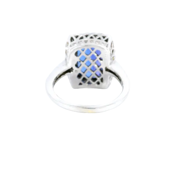18K White Gold Tanzanite & Diamond Halo Ring Image 3 Carroll's Jewelers Fort Lauderdale, FL