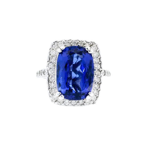 18K White Gold Tanzanite & Diamond Halo Ring Carroll's Jewelers Fort Lauderdale, FL
