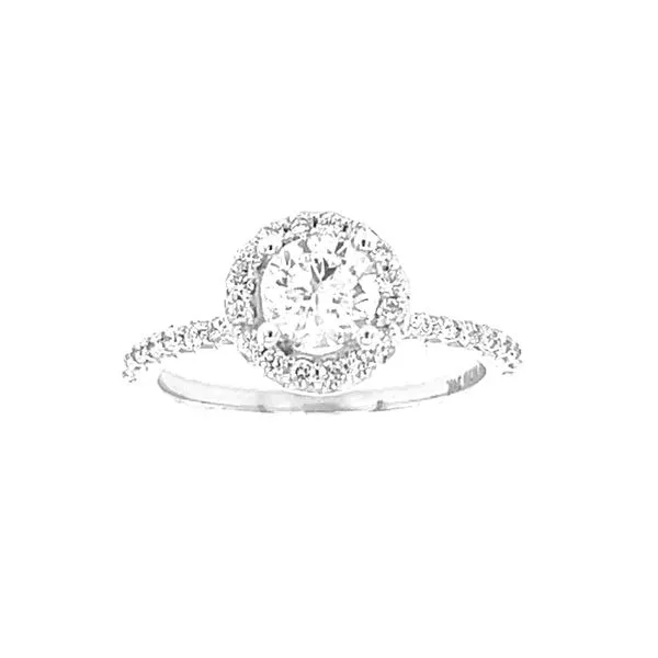 Lady's Round Halo Diamond Engagement Ring in 14K White Gold Cellini Design Jewelers Orange, CT