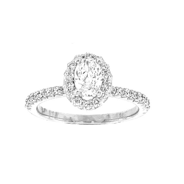 Lady's  Oval Halo Diamond Engagement Ring in 14K White Gold Cellini Design Jewelers Orange, CT