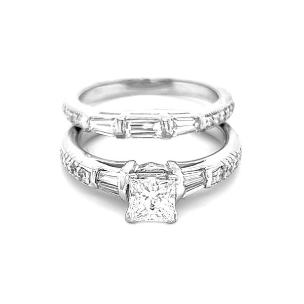 Lady's Diamond Engagement Ring With Side Stones in 14K White Gold Image 2 Cellini Design Jewelers Orange, CT