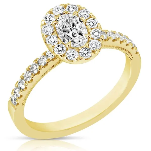 1/2 CT CENTER OVAL HALO DIAMOND ENGAGEMENT RING Image 2 Cellini Design Jewelers Orange, CT