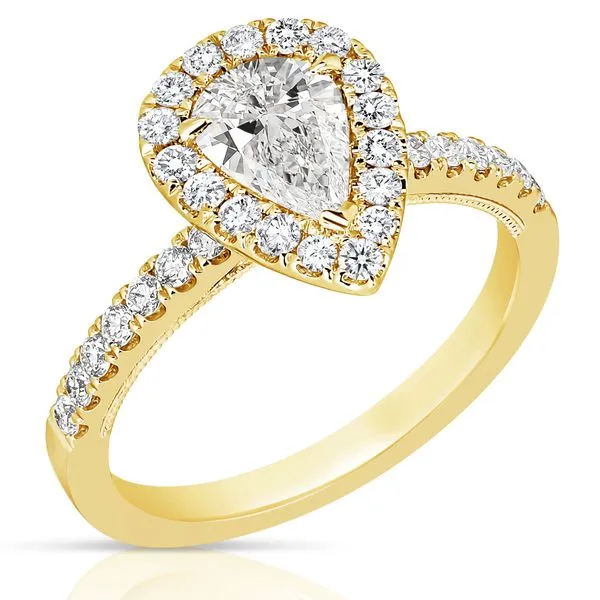 3/4 CT CENTER PEAR SHAPE HALO DIAMOND ENGAGEMENT RING Image 2 Cellini Design Jewelers Orange, CT