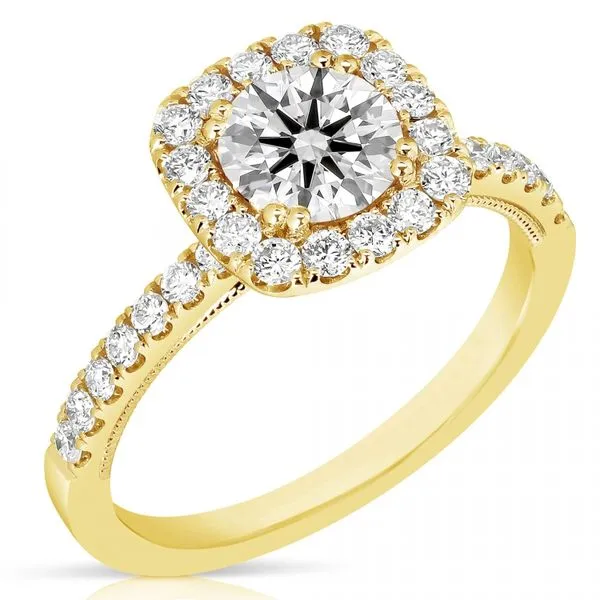 1 CT CENTER ROUND CUSHION HALO DIAMOND ENGAGEMENT RING Image 2 Cellini Design Jewelers Orange, CT