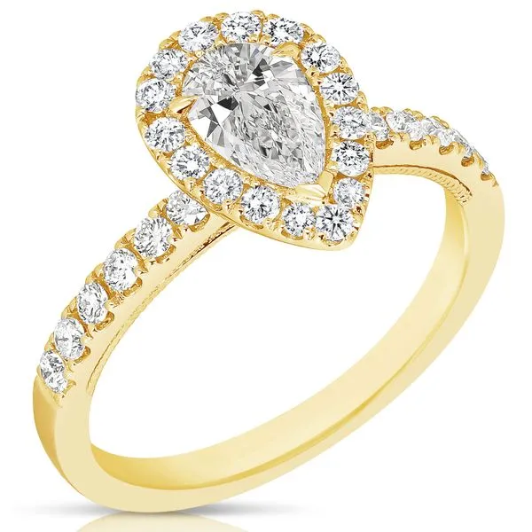 1/2 CT CENTER PEAR SHAPE HALO DIAMOND ENGAGEMENT RING Image 2 Cellini Design Jewelers Orange, CT