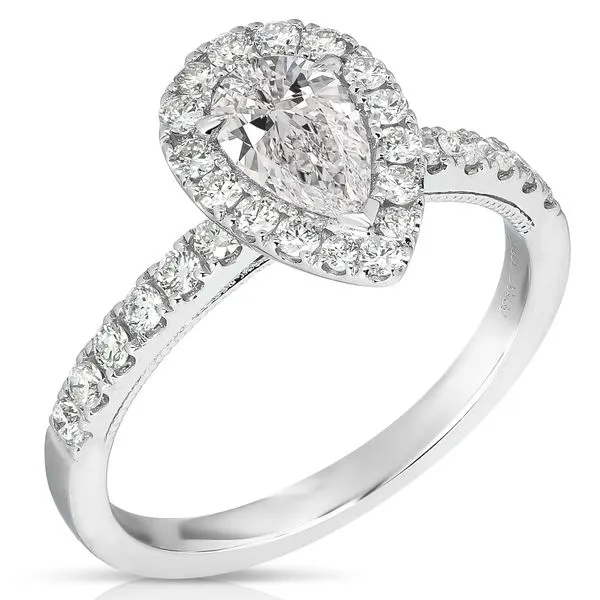 1/2 CT CENTER PEAR SHAPE HALO DIAMOND ENGAGEMENT RING Cellini Design Jewelers Orange, CT