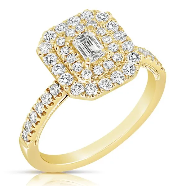 1/3 CT CENTER EMERALD CUT D-HALO 1 CTW DIAMOND ENGAGEMENT RING Image 2 Cellini Design Jewelers Orange, CT