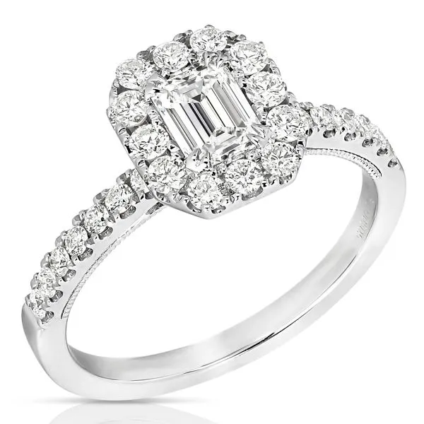 1/2 CT CENTER EMERALD CUT HALO DIAMOND ENGAGEMENT RING Cellini Design Jewelers Orange, CT